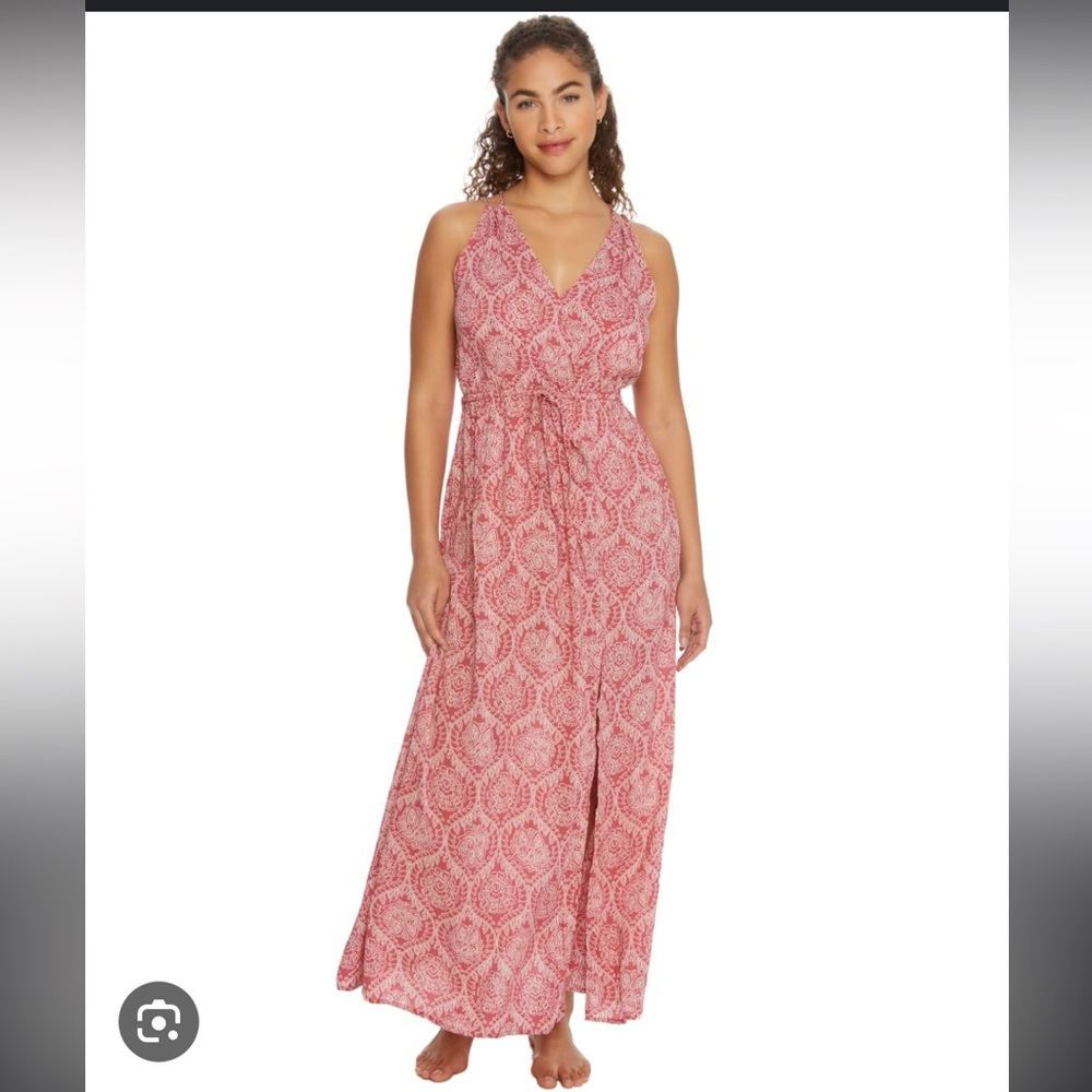 Elan Bandana Maxi Woven Cover Up Dress Rose Medium